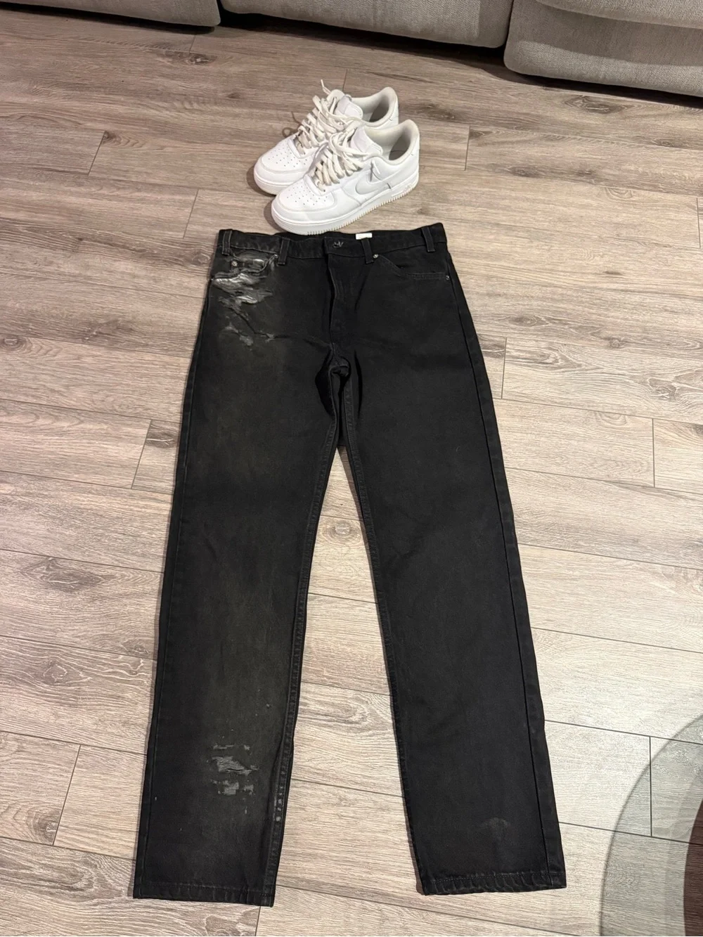 RARE Vintage 90’s 505 Levi's  Distressed Black Straight Leg Jeans